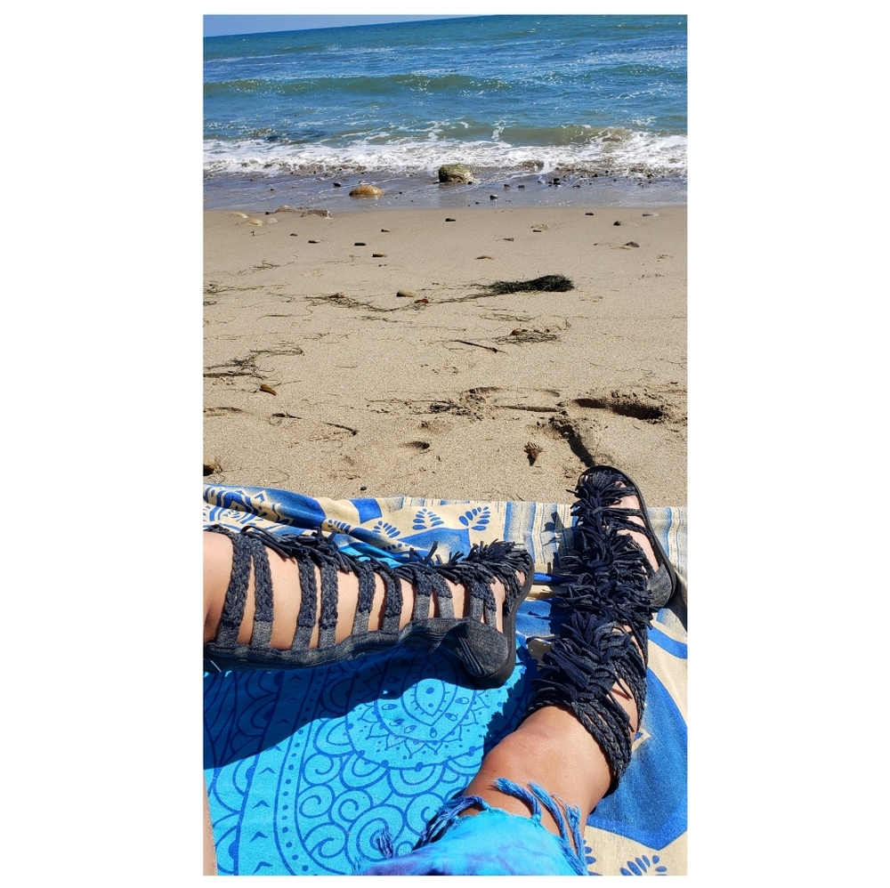JEFFREY CAMPBELL π¦ blue suede gladiator sz 8 - Picture 6 of 8